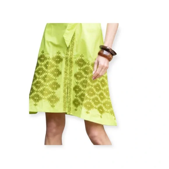 Julia Amory 𖤗 Coatue Mademoiselle Short Sleeve Embroidery Dress 𖤗 Chartreuse 𖤗 M - Picture 3 of 16